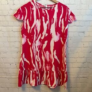 Pink and White Patterned Dress